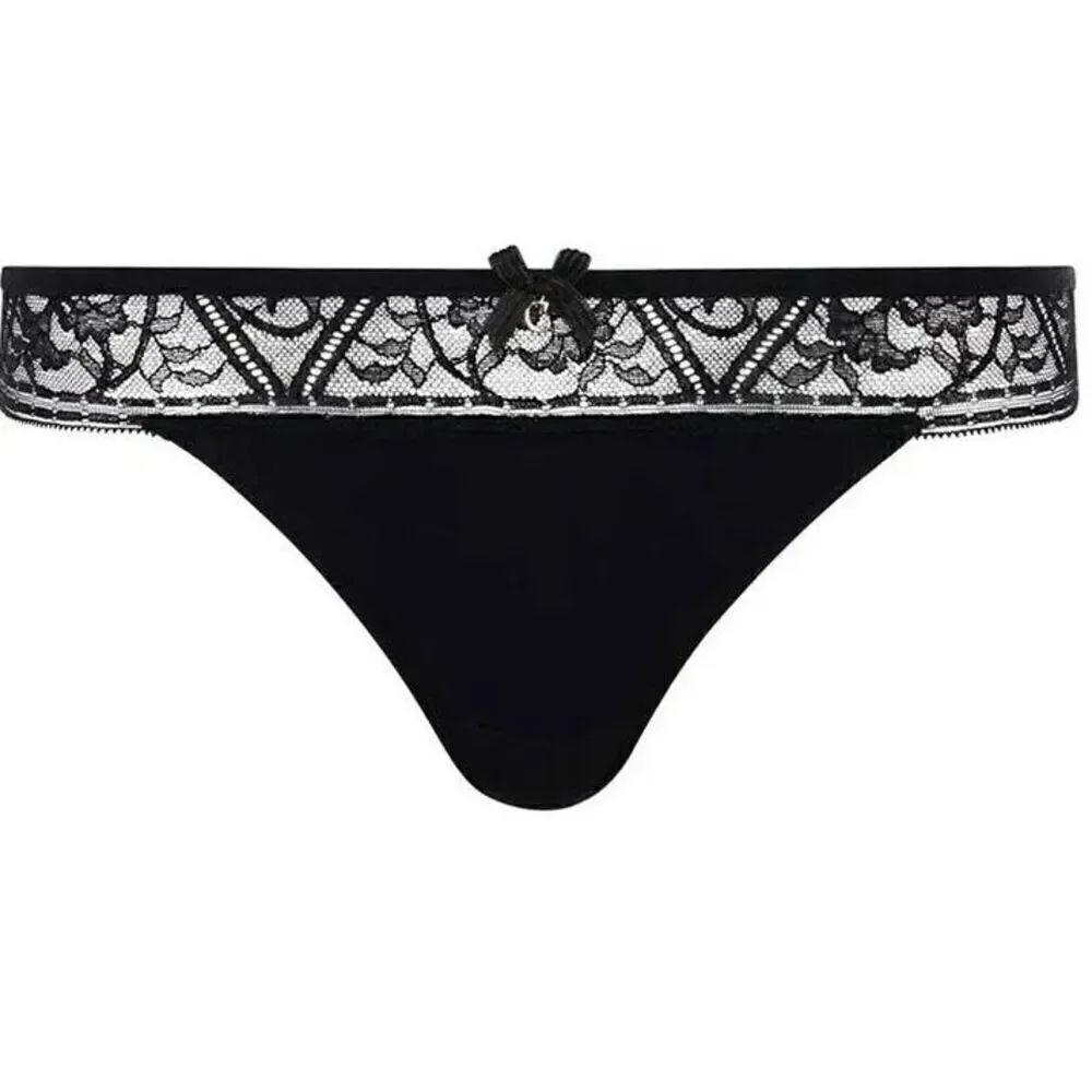 Chantelle NWT Alta Lace Classic Thong Black luxury lingerie size XL